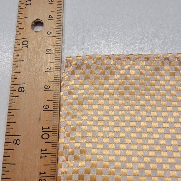 Pocket Square 100% Silk Handkerchief Yellow White Diamond Print Wedding - Picture 4 of 4